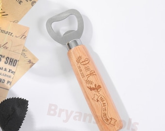 Ergonomic Wood Bottle Opener: Custom Engraved Gift