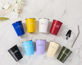 Christmas Party Cup Custom Engraved Name Tumbler Personalized Bridesmaid Proposal Gift Girls Trip Stainless Steel Bottle Holiday Travel Mug
