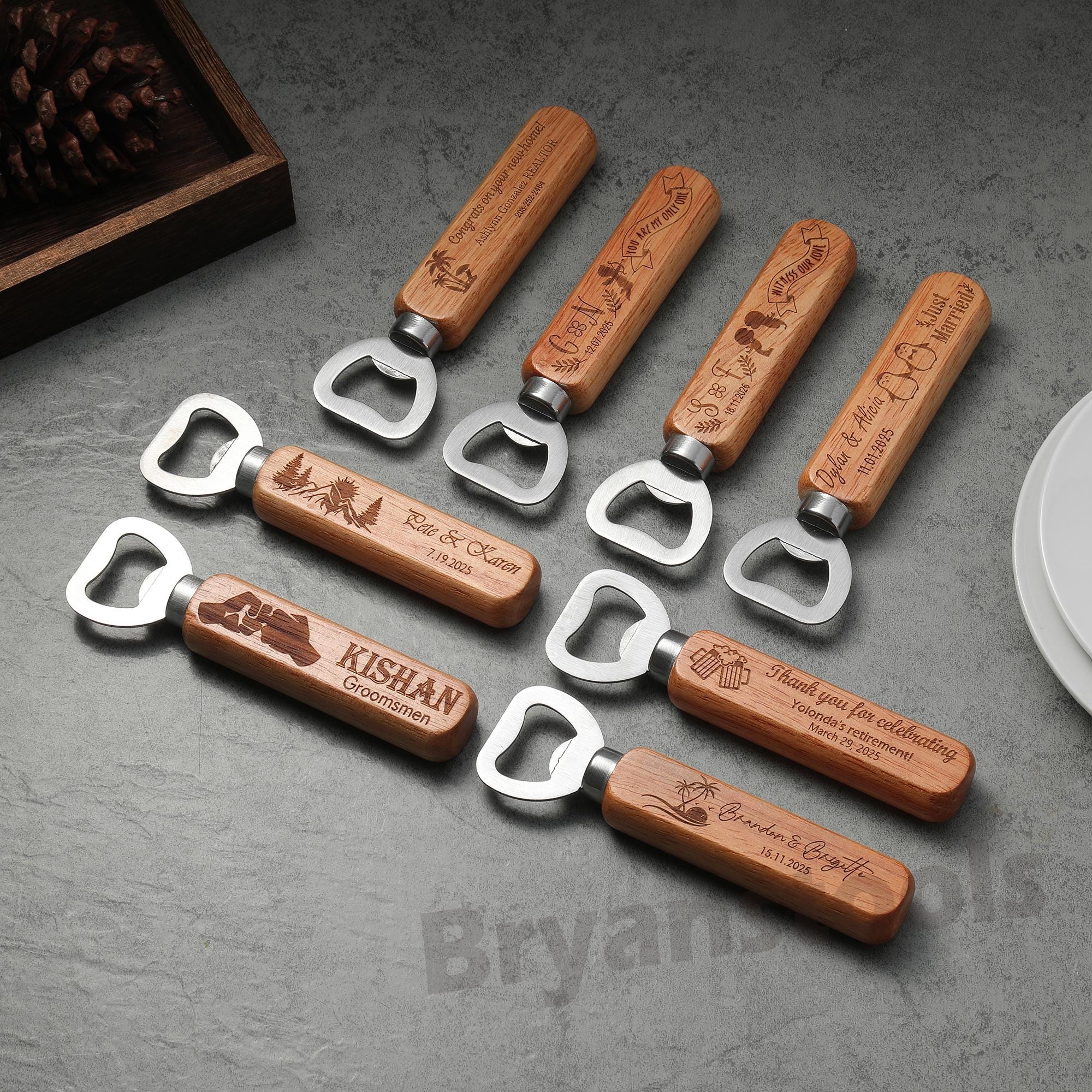 Custom Wooden Bottle Opener, Personalized Engraved Gift, Rustic Beer Opener, Groomsmen Gifts, Father’s Day Gift, Custom Name Bar Tool