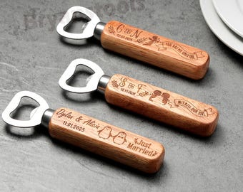 Personalized Wood Bottle Opener, Engraved Beer Opener, Groomsmen Gift