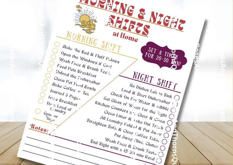 Night Task List ADHD Routine Chart: Morning & Night Shifts, Chore List (printable PDF ...