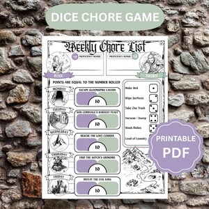 Gioco di dadi per le pulizie ADHD: tabella delle faccende settimanali modificabile (PDF)