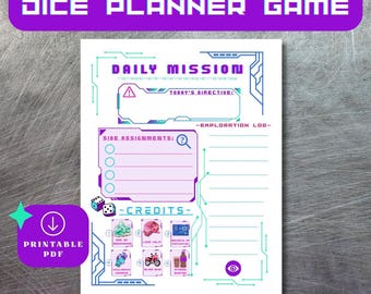 ADHD Planner Dice Game: Sci-Fi Daily To-Do List (Printable PDF)