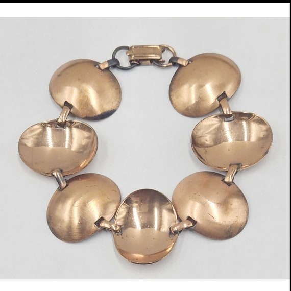 Vintage Copper Modernist  Bracelet Concave Convex 
