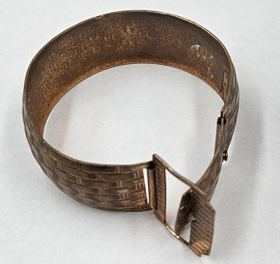 Vintage Unsual Copper MCM Wide Basket Weave Buckl… - image 5