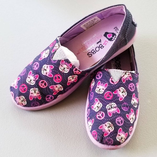 SKECHERS Girls Lil' BOBS For Dogs Peaceful Dogs Shoes Flats Size 13.5 Youth