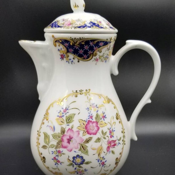 Vintage T. Limoges MABA Porcellane Artistiche Coffee Pot  Gold Trim