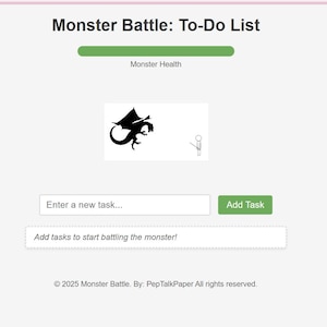 Defeat the Monster To-Do List | Interactive Task Tracker | Fun Gamified Checklist | HTML Download