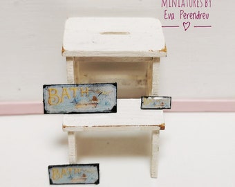 Miniature Bath signs for your dollhouse shop at 1/12 - 1/24 scale or doll diorama
