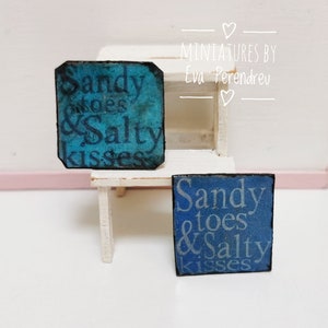 A Miniature nautical sign dollhouse or doll diorama, 1/12th. &quot;Sandy toes & salty kisses&quot;