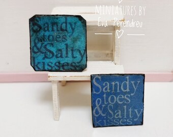 A Miniature nautical sign dollhouse or doll diorama, 1/12th. "Sandy toes & salty kisses"