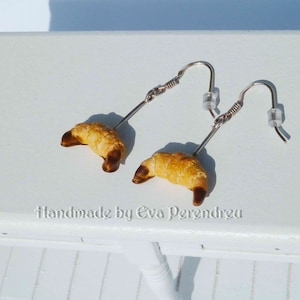 Earrings miniature croissants with chocolate- silver