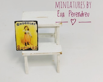 Miniature "chocolate Suchard" sign for dollhouse, doll diorama, mini kitchen.