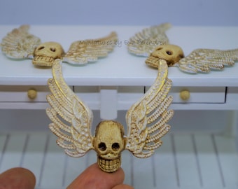 Miniature winged skull, Halloween, diorama, dollhouse, doll