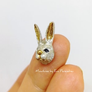 Bunny head, rabbit in 1 inch scale (1/12th), dollhouse decor, miniatures