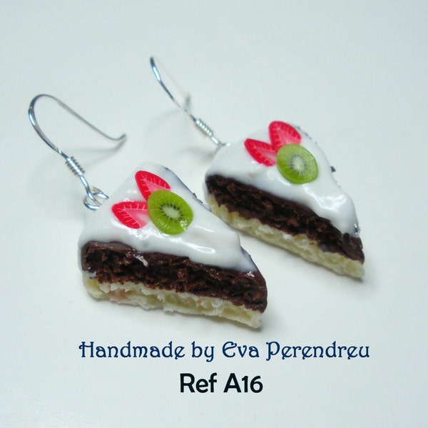 Earrings miniature cake slice- silver