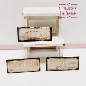 Marine - Three Miniature Nautical Signs for beach dollhouse or doll diorama