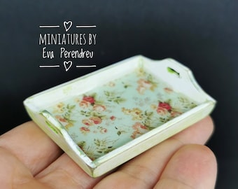 Vintage old miniature tray for dollhouse or doll diorama - 1 inch scale (1/12th scale)