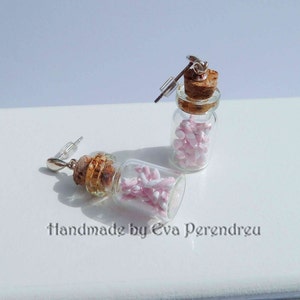 Tiny marshmallows in a glass bottle earrings