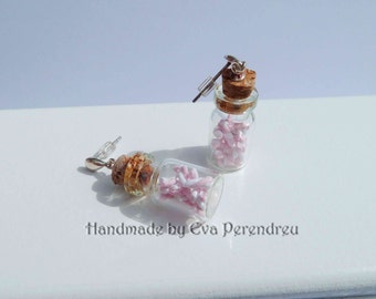 Tiny marshmallows in a glass bottle earrings