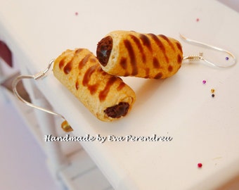 Pain au chocolate earrings - silver for girls and women.