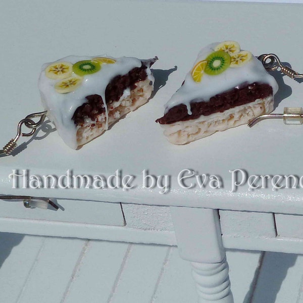 Earrings miniature cake slice- silver