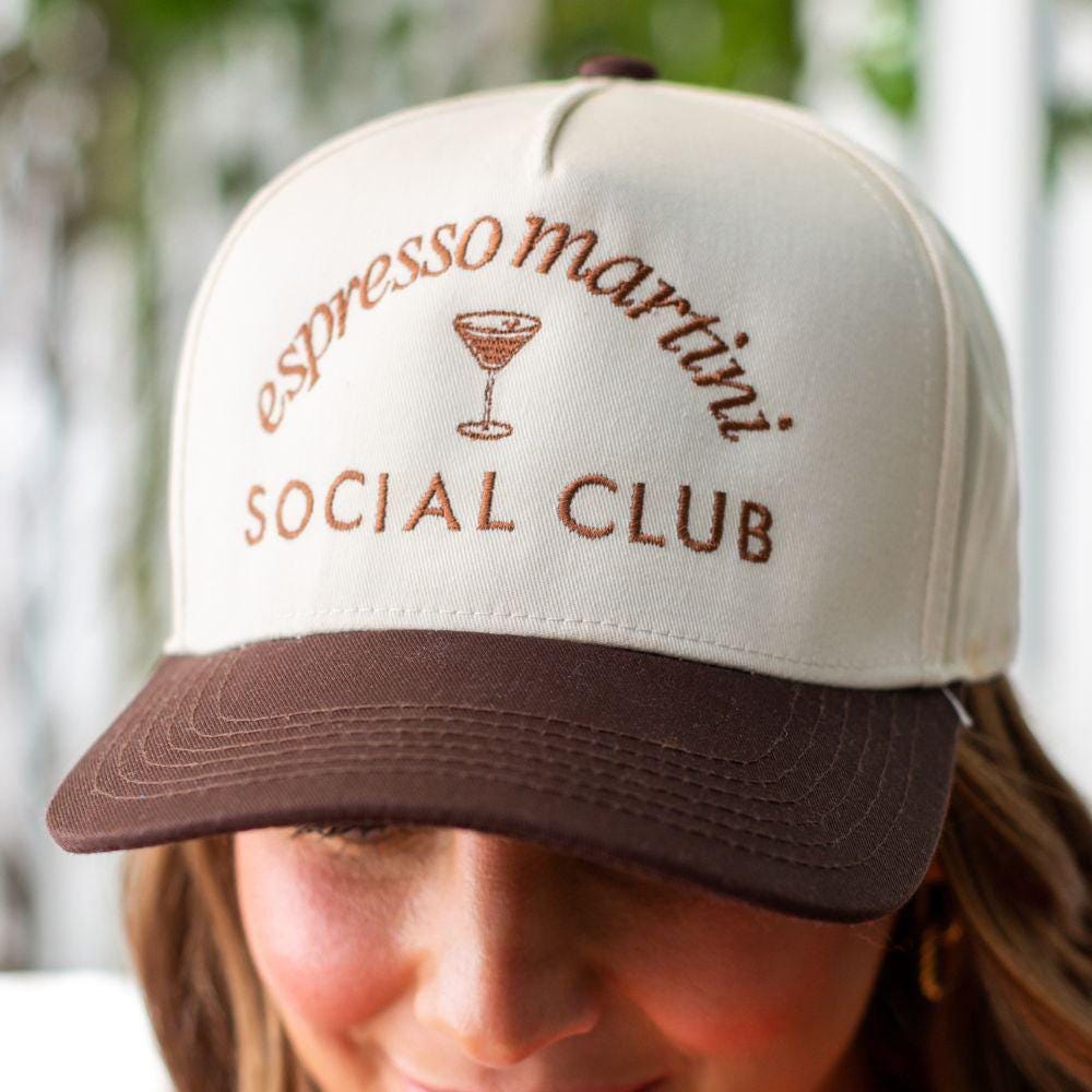 Espresso Martini Social Club Custom Hat Pearl Chain Bow Coquette Espresso Martini Hat – Ginnecarow main image 2