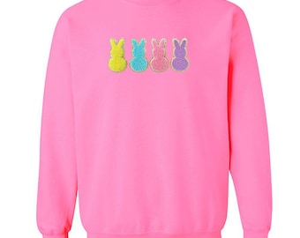 Sudadera de cuello redondo con parche de letras de Easter Peeps