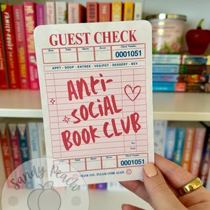 Guest Check | Anti Social Book Club | Kindle Insert | E-Reader Insert | IPad Mini Insert