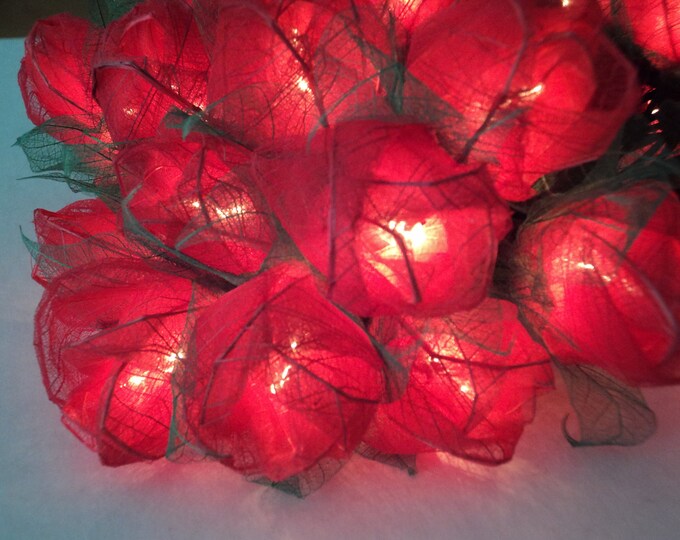 35 Red Rose Flower Fairy Lights 3.5 Metres Etsy