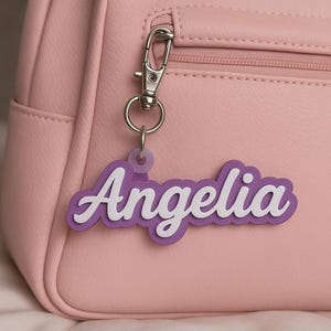 Personalized Acrylic Keychain, Custom Name Keychains, Lunchbox Name Tag, Acrylic Name Tag, Backpack Name Tag, Diaper Bag,Retro Name