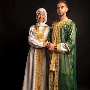 Handmade Moroccan Kaftan 3-Piece Set Wool Luxury Men&#39;s Wedding Outfit Traditional Jabador Kaftan Set  Groom&#39;s Attire for Eid 2025
