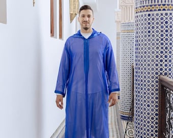 Conjunto de caftán marroquí djellaba de lana hecho a mano para hombre, caftán largo con capucha para invierno, tradicional y cálido, jellaba marroquí con Qmiss