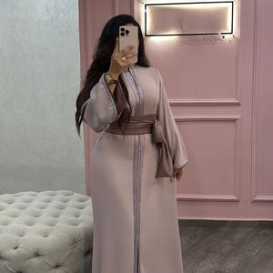 Moroccan Handmade Elegant Pink caftan with Matching Bel Nikah dress, Arabic kuftan, Engagement Dress, Gift for her Traditional Kaftan Dress