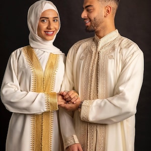 Moroccan Handmade Kaftan 3-Piece Set Wool Luxury Men&#39;s Wedding Outfit  Traditional Jabador Kaftan Set  Groom&#39;s Attire Caftan for Men Mariage