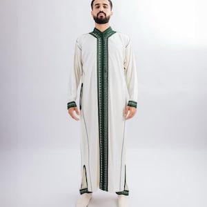 Handmade Moroccan Kaftan 3-Piece Set Wool Luxury Men&#39;s Wedding Outfit Traditional Jabador Kaftan Set  Groom&#39;s Attire for Formal Events