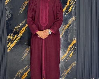 Djellaba marroquí de lana para hombre / Túnica de invierno con capucha hecha a mano