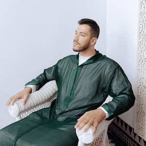 Handmade Moroccan Djellaba Set Wool  for Traditional Warm Men’s Thobe  Moroccan Men&#39;s Djellaba, Moroccan Kaftan Qmiss - Men&#39;s Kaftan