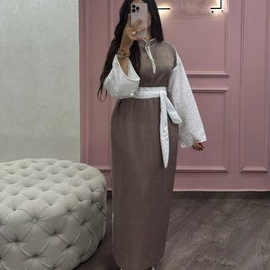 Luxury Handmade Moroccan Women’s Caftan Set  Silk Butterfly Batwing Abaya Satin Slip Dress with Matching Scarf Eid, Ramadan & Wedding Outfit