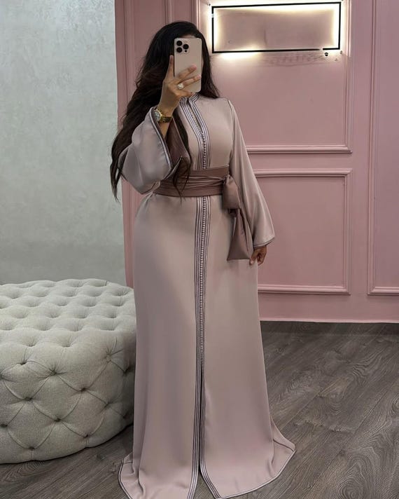 moroccan engagement dress WEDTREND Women Ivory A-Line Engagement Dress V-Neck Long Sleeve Bridal  Shower Dress With Slit – Wedtrend UK main image 1