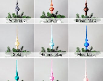 JACK Christbaumspitze Spitze Glas 28cm Eislack Glanz Matt Baumspitze Mundgeblasen Box