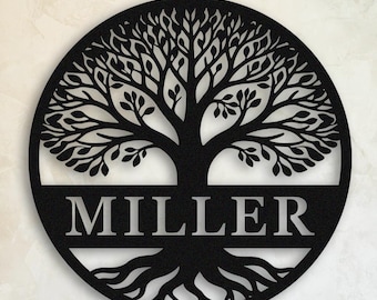 Personalized Tree of Life Metal Sign, Custom Family Last Name Sign, Wedding & Anniversary Gift for Couples, Personalized Name, Room Decor