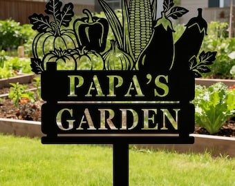 Custom Vegetables Garden Sign with Stake, Personalized Metal Name Sign, Garden Decor, Metal Yard Art, Yard Sign, Gift for Gardener, Mom, Dad