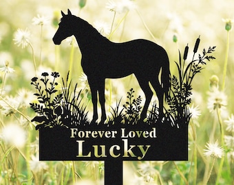 Custom Horse Memorial Grave Marker, Personalized Name Metal Sign Stake, Pet Loss Gift, Horse Burial Keepsake, Garden Decor