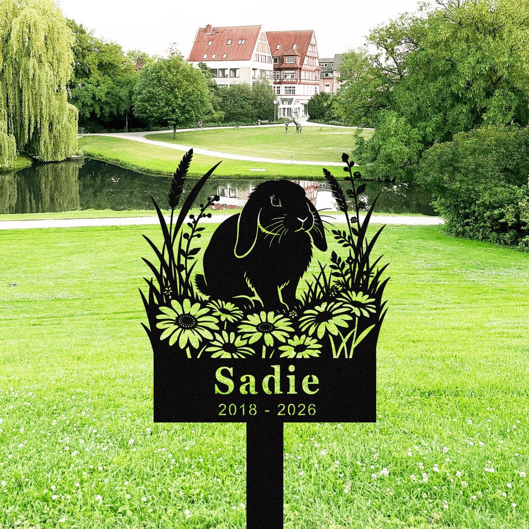 Lop Sign Custom Rabbit Memorial Stake, Personalized Lop Rabbit Grave Marker ...