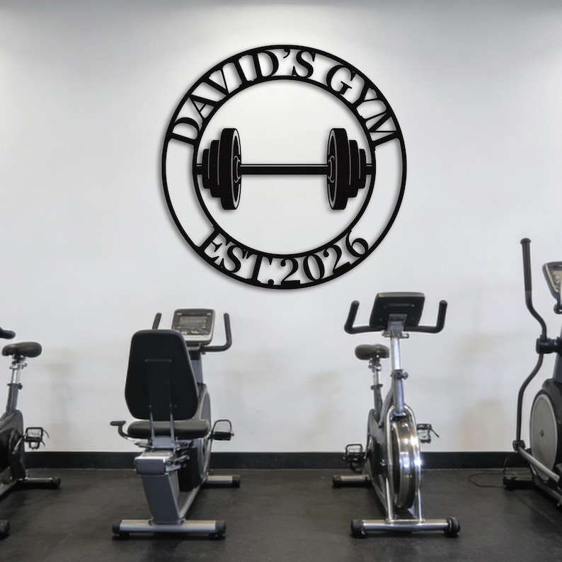 Custom Metal Dumbbell Gym Sign, Personalized Weight Lifting Sign With ...