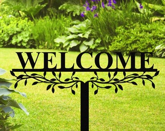 Custom Metal Sign with Stake: Personalized Name Stake,Yard Signs,Housewarming gift,Outdoor Garden Decor