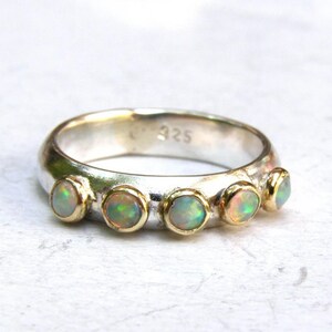 White Opal ring Stackable rings,Multi stone gemstone Handmade rings, Made to order image 9