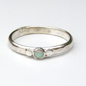 White opal ring, Silver sterling Stacking Engagement Ring image 2