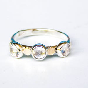 Topaz stackable rings, Anniversary Rings, Silver and gold ring , Wedding Ring,  Promise Rings, white topaz , Bridal Rings, Stacking ring